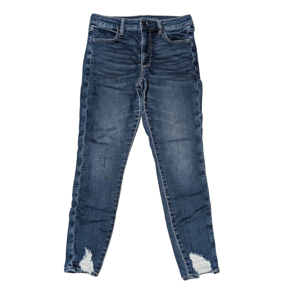American Eagle Jeans Women 6 Dark Next Level Stretch Skinny Distressed High Rise